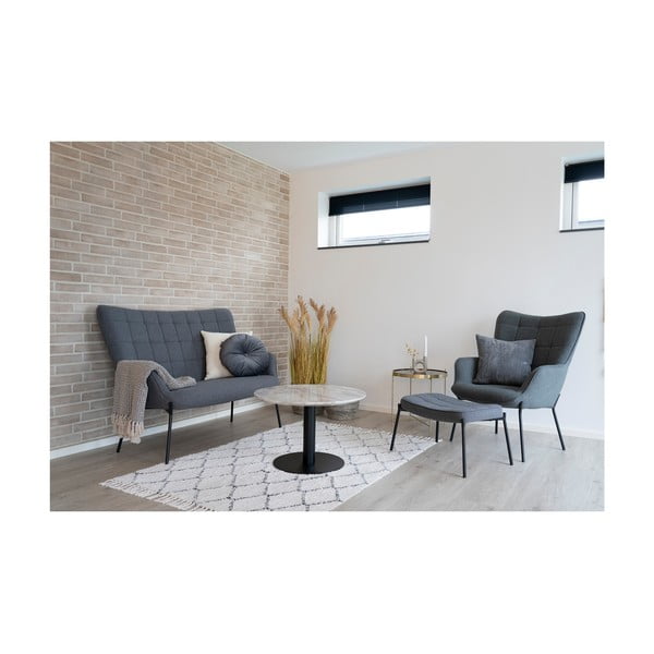 Bela/črna okrogla mizica z mizno ploščo v marmornem dekorju 70x70 cm Bolzano – House Nordic-image-4