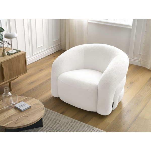 Bel vrtljiv fotelj iz tkanine bouclé Elina – Bobochic Paris-image-1