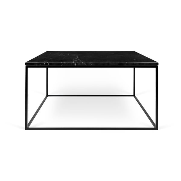 Črna marmorna mizica s črnimi nogami TemaHome Gleam, 75 x 75 cm