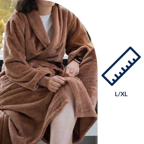 Rjav kopalni plašč iz mikropliša velikosti L/XL Pippa – Tiseco Home Studio-image-4