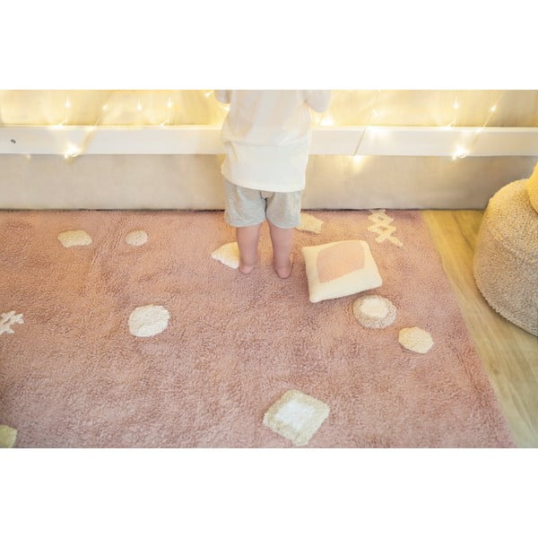 Rožnata pralna ročno tkana bombažna otroška preproga 140x200 cm Noah – Lorena Canals-image-3