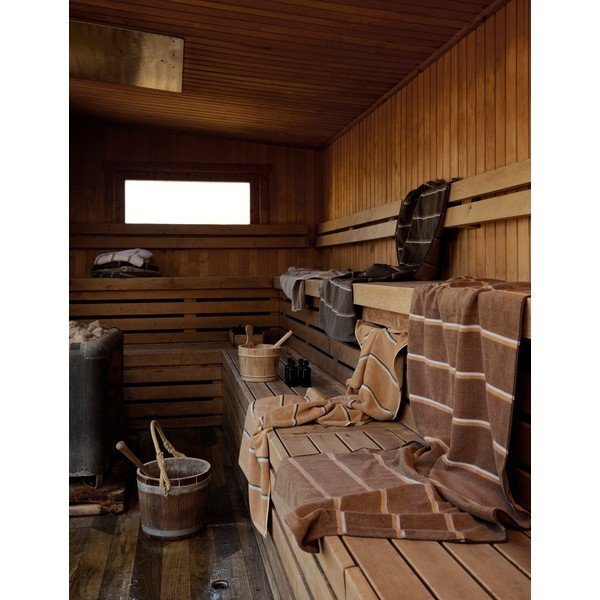 Črna/svetlo siva bombažna brisača 70x140 cm Sauna – Zone-image-1