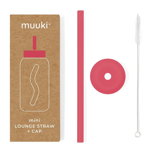Silikonska slamica s čistilno krtačko in pokrovom Watermelon High – Muuki