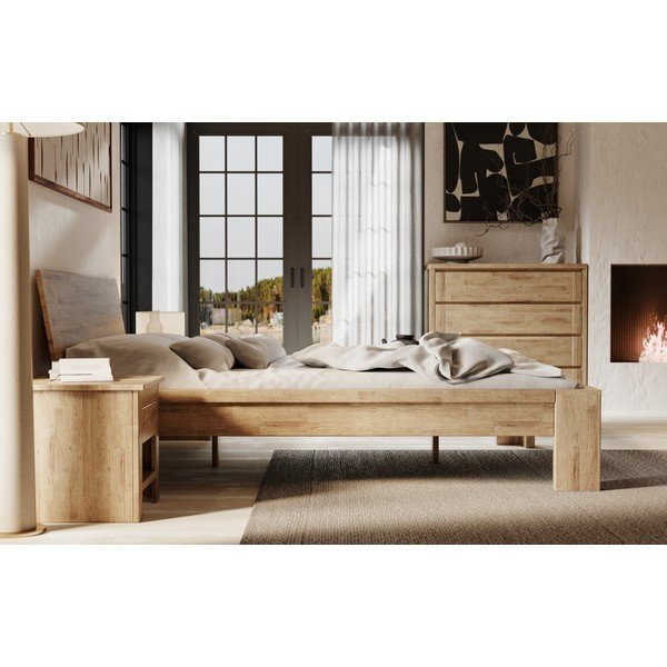 Rjava nizka komoda iz masivnega hrasta 105x96 cm Timo – Olivia Living-image-3