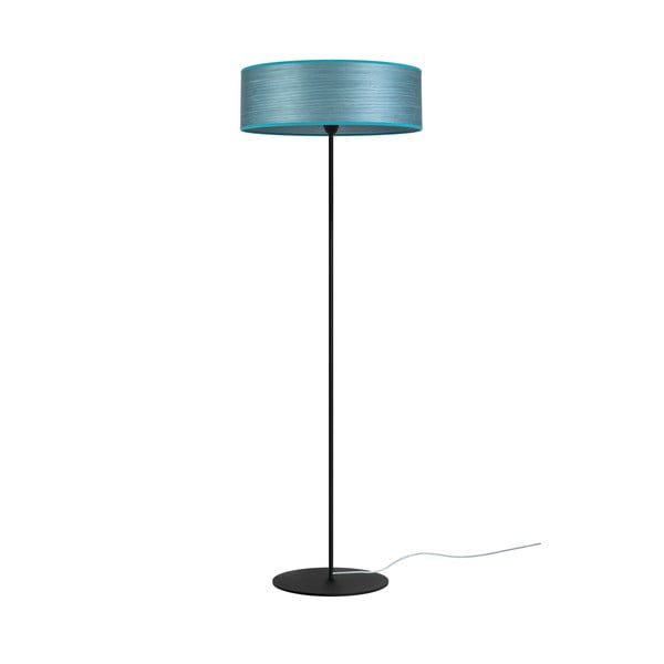 Modra stoječa svetilka iz naravnega furnirja Sotto Luce Ocho XL, ⌀ 45 cm
