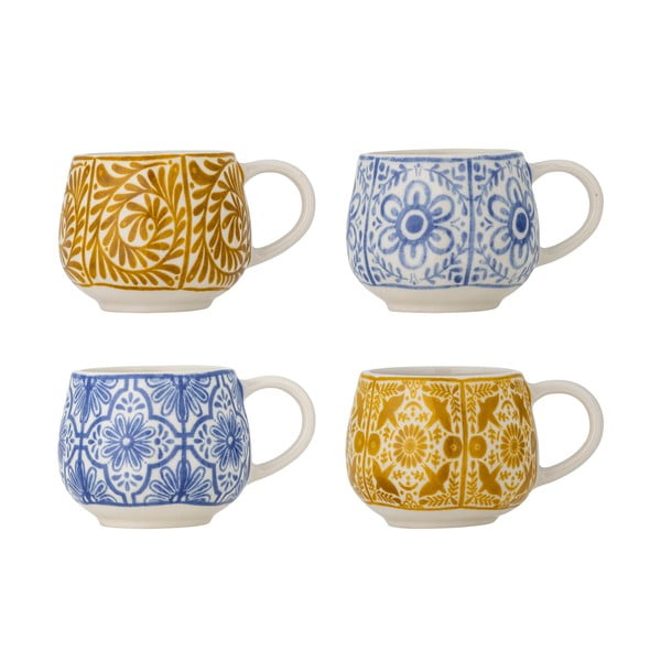 Modro-oranžne skodelice v kompletu za espresso 4 ks iz kamenine 155 ml Milton – Bloomingville