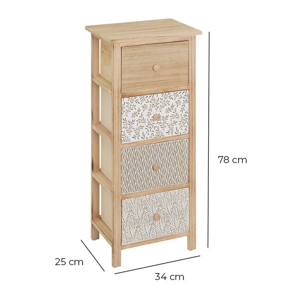 Visoka komoda iz masivne pavlovnije v naravni barvi 34x78 cm – Casa Selección-image-2