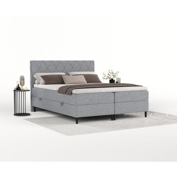 Siva boxspring postelja s prostorom za shranjevanje 180x200 cm Gwen – Maison de Rêve-image-2