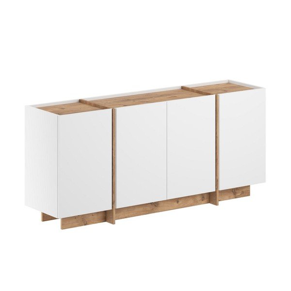 Bela komoda v borovem dekorju z luknjo za kable 180x80x45 cm Dorma – Kalune Design