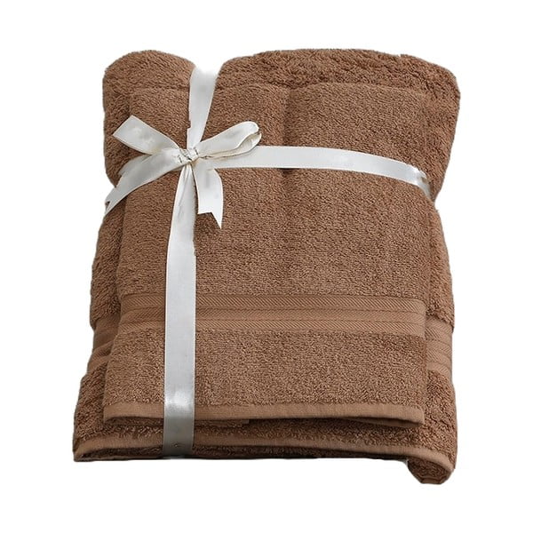 Rjavi frotirni bombažni komplet brisač 2 ks – Foutastic