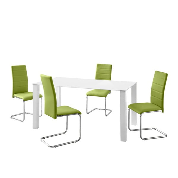 Komplet mize in 4 zelenih stolov Støraa Naral