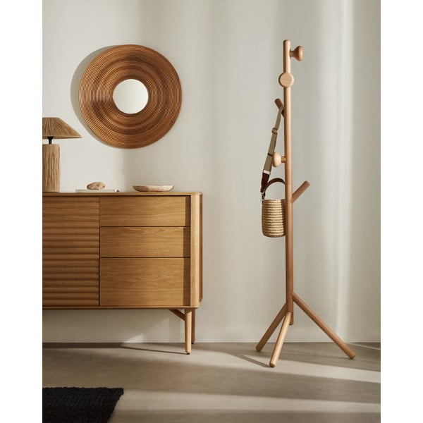 Obešalnik iz masivne bukve v naravni barvi 46x170 cm Nadue – Kave Home-image-1