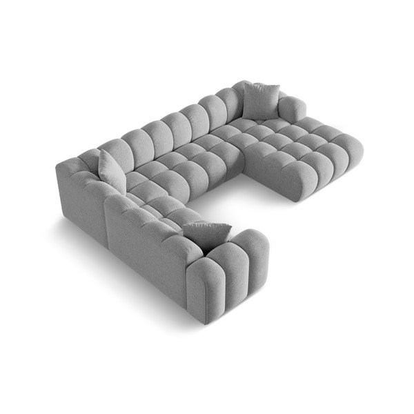 Svetlo siva kotna sedežna garnitura iz šenilje (levi kot/v obliki črke "U") Treno – Cosmopolitan Design-image-2