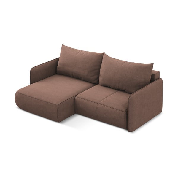 Rožnata raztegljiva/s prostorom za shranjevanje kotna sedežna garnitura (levi kot) Nanea – Makamii-image-4