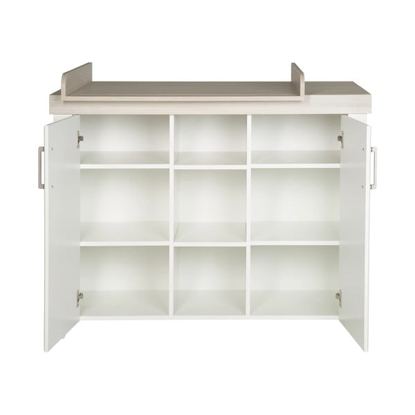 Bela nizka otroška komoda v brestovem dekorju s previjalnim pultom 120x98 cm Felicia – Roba-image-3