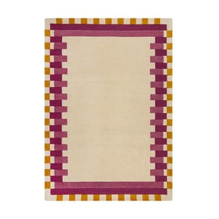 Rumena/rožnata ročno tkana volnena preproga 120x170 cm Kai Wool Border – Flair Rugs