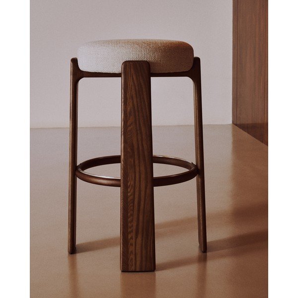 Barski stol iz masivnega jesena v bež in temni naravni barvi (višina sedeža 75 cm) Granite – Kave Home-image-1