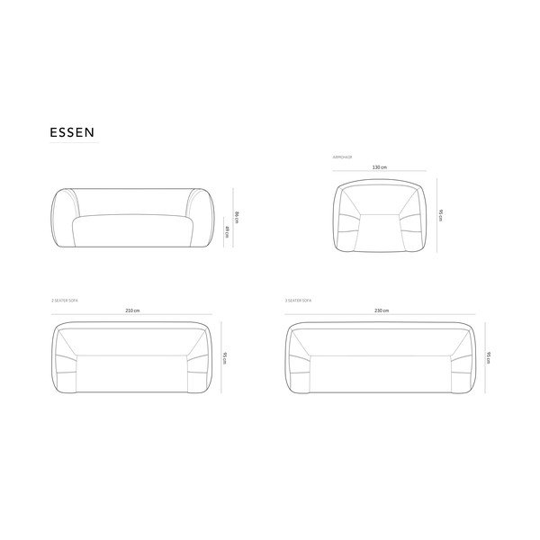 Svetlo rožnata sedežna garnitura iz tkanine bouclé 230 cm Essen – Cosmopolitan Design-image-4