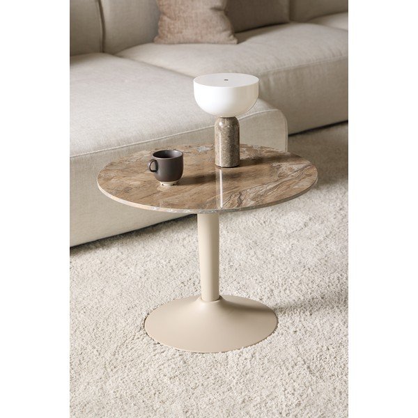 Rjava okrogla klubska mizica s keramično ploščo ø 60 cm Malta – Actona-image-1