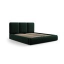 Temno zelena žametna oblazinjena zakonska postelja s prostorom za shranjevanje in z letvenim dnom 180x200 cm Brody – Mazzini Beds