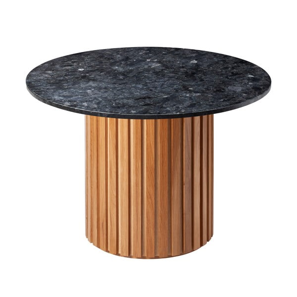 Jedilna miza iz črnega granita s podstavkom iz hrastovega lesa RGE Moon, ⌀ 105 cm