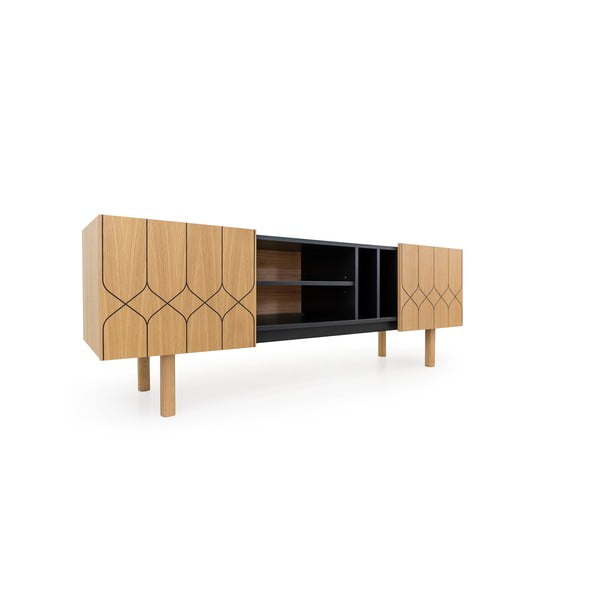 TV omarica v hrastovem dekorju v črni in naravni barvi 175x60 cm Porto - Woodman-image-3