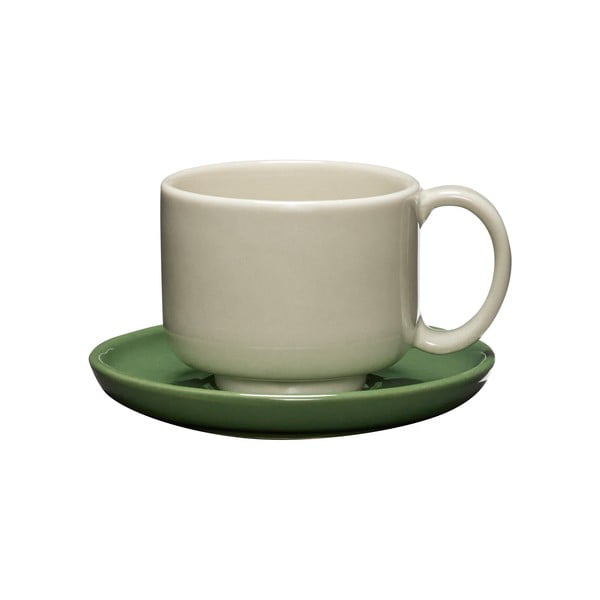 Zeleno-kremno bela lončena skodelica Amare – Hübsch