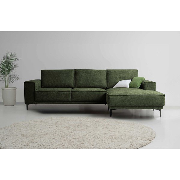 Zelena kotna sedežna garnitura iz šenilje (desni kot/z ležalnikom) Copenhagen – Scandic-image-1