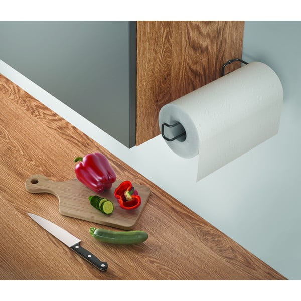 Črn stenski nosilec kuhinjskih brisač Metaltex-image-3