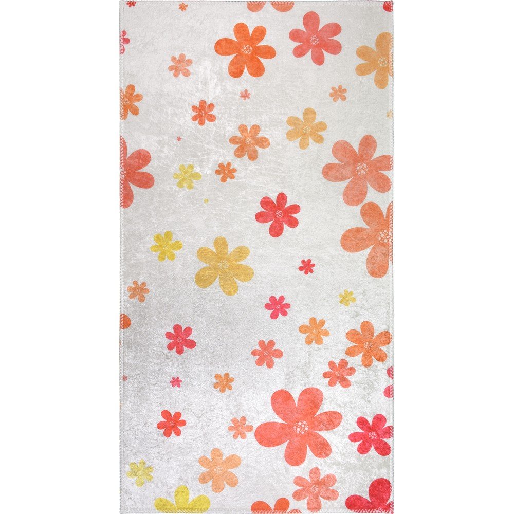 Oranžna/slonokoščena pralna otroška preproga 80x150 cm Fall Flowers