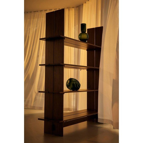 Regal iz masivnega bora v temni naravni barvi 140x180x40 cm Tottori – Jotex-image-3