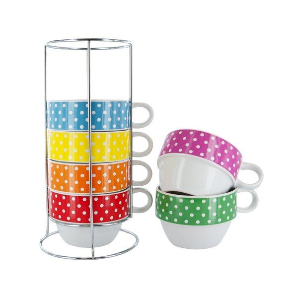 Komplet 6 vrčev s stojalom Café Latte Mini Dots-image-1