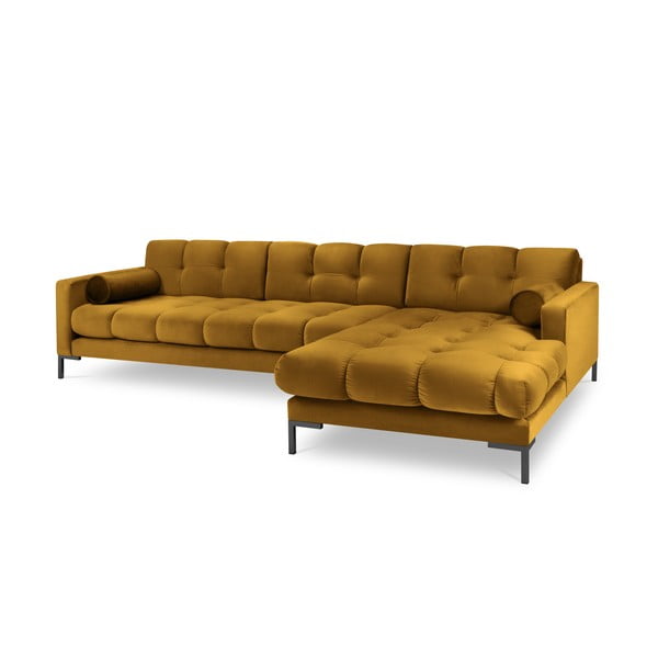 Rumena žametna kotna sedežna garnitura Cosmopolitan Design Bali, desni kot-image-2