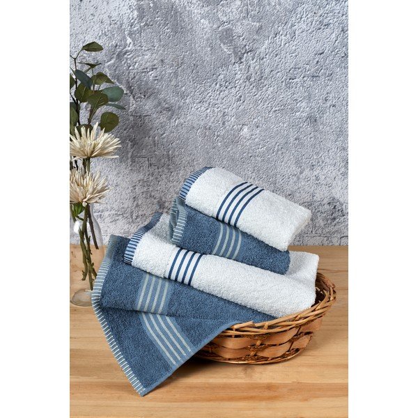 Beli/modri bombažni komplet brisač 4 ks – Mila Home
