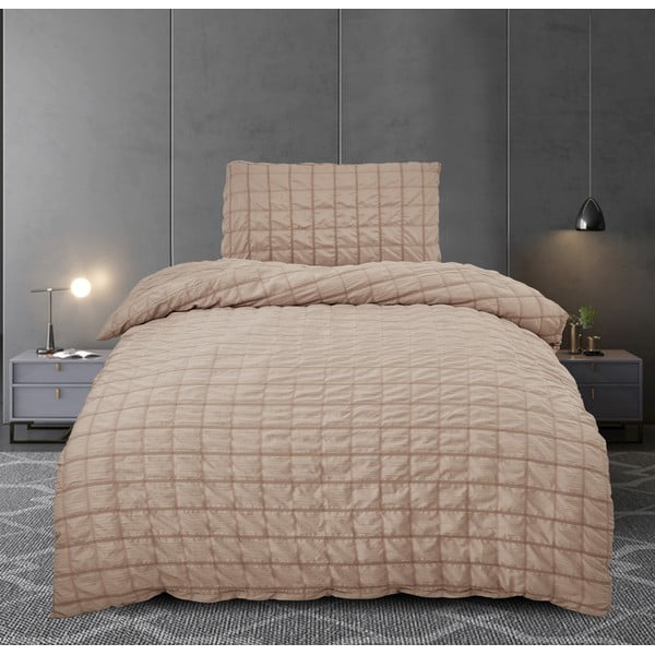 Rjava enojna posteljnina iz krepa 140x200 cm Naomi – My House