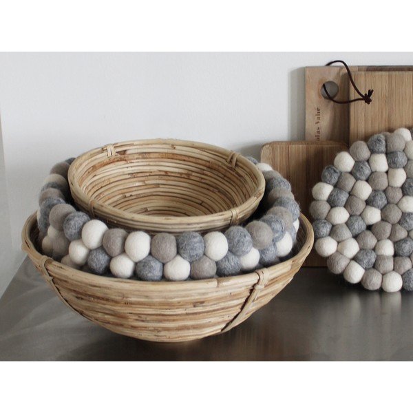 Svetlo sivo-bela košara za shranjevanje iz volnenih kroglic Wooldot Ball Basket, ⌀ 28 cm-image-2