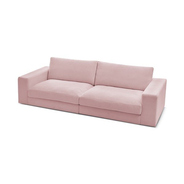Rožnata sedežna garnitura iz rebrastega žameta 274 cm Leonard – Bobochic Paris-image-4