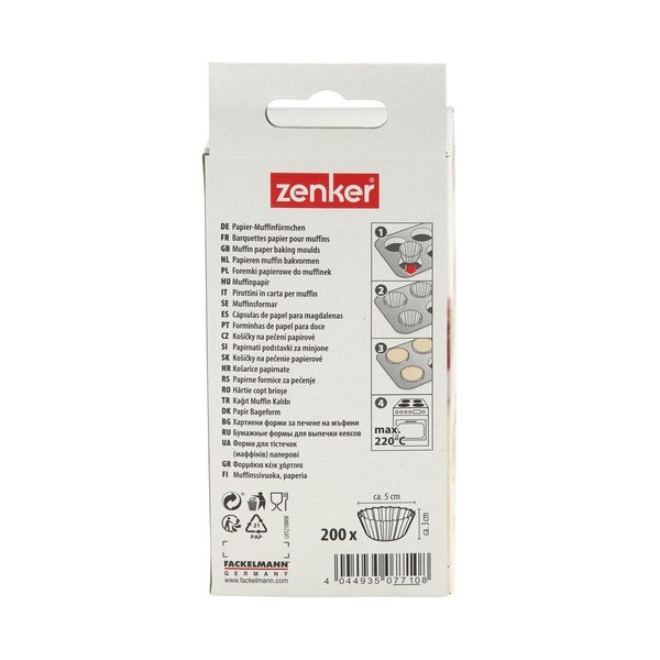 Komplet 200 belih papirnatih modelov za peko Zenker Muffin, ø 5 cm-image-2