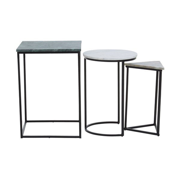Stranske mizice v kompletu 3 ks z marmorno mizno ploščo 40x40 cm Mandoli – Premier Housewares