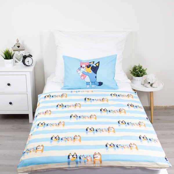 Modra bombažna otroška posteljnina za otroško posteljico 100x135 cm Bluey – Jerry Fabrics-image-2