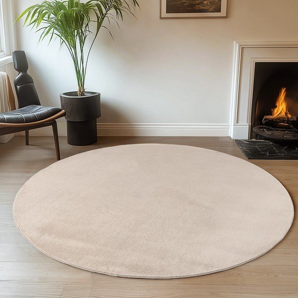 Kremno bela pralna okrogla preproga ø 200 cm Joy – Ayyildiz Carpets-image-1