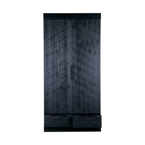 Črna lesena garderobna omara WOOOD Ribja kost, višina 195 cm-image-3