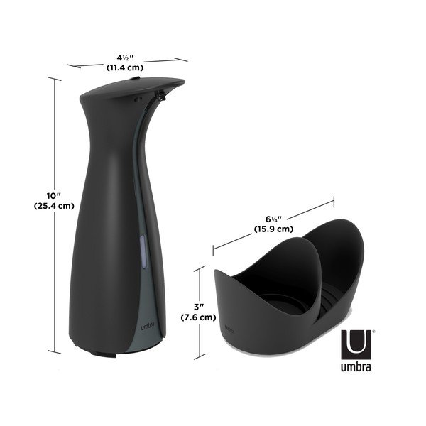 Črn plastični brezkontaktni dozirnik za milo 250 ml Otto - Umbra-image-2