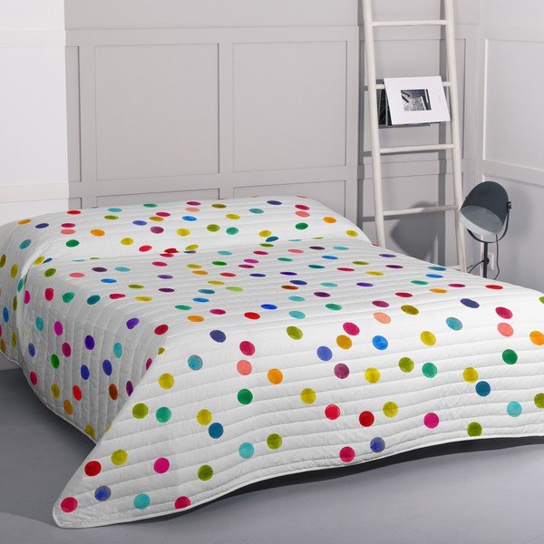 Belo bombažno prešito pregrinjalo 240x260 cm Confetti – Happy Friday-image-1