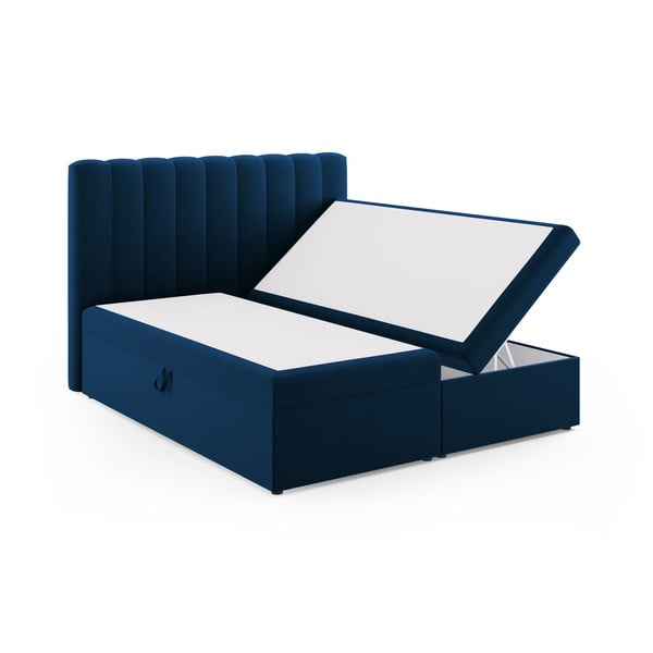 Temno modra boxspring postelja s prostorom za shranjevanje 180x200 cm Gina – Milo Casa-image-2