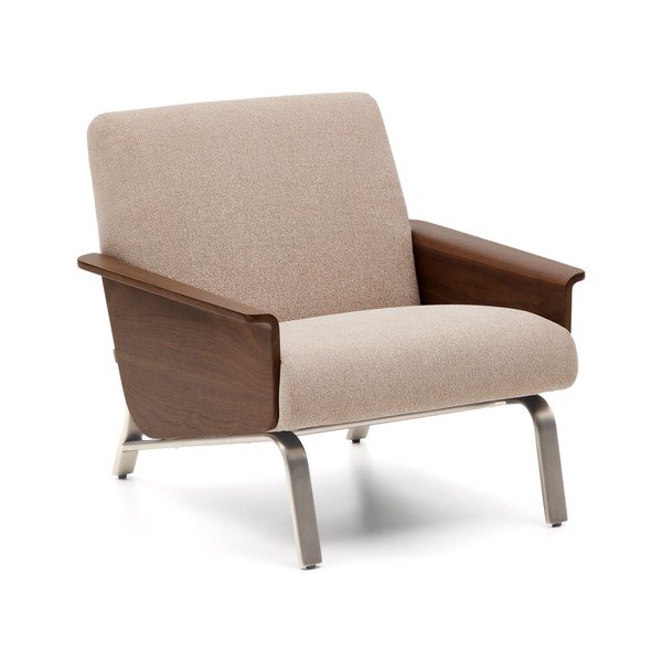 Svetlo rjav fotelj iz šenilje Amsen – Kave Home