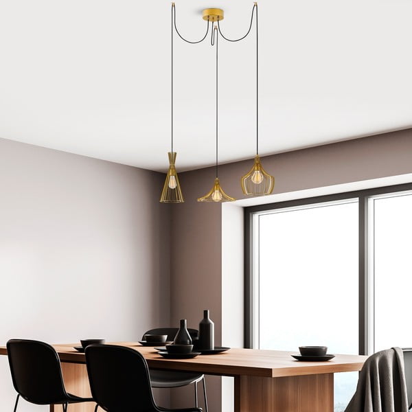 Viseča svetilka v zlati barvi s kovinskim senčilom Mezopotamya – Opviq lights-image-3