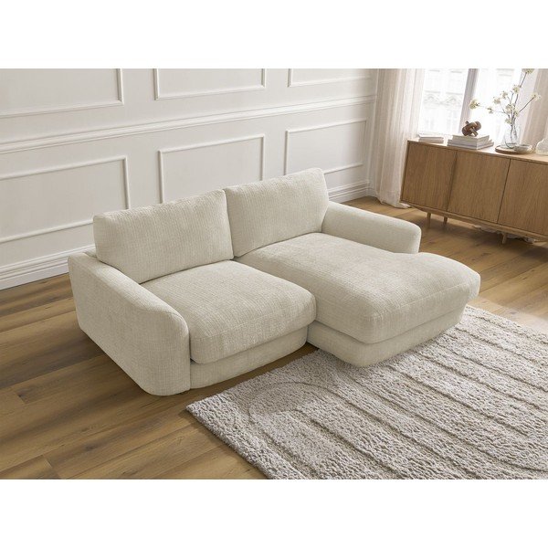 Bež kotna sedežna garnitura iz šenilje (desni kot/z ležalnikom) Leonore – Bobochic Paris-image-4