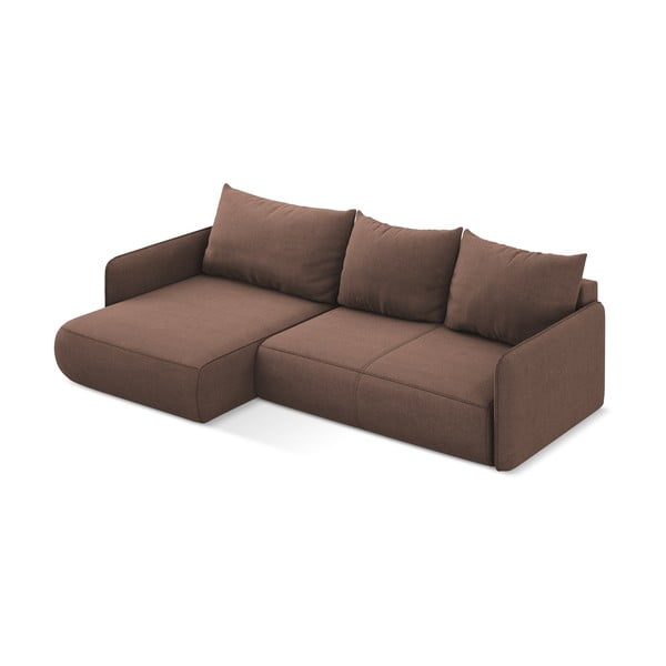 Rožnata raztegljiva/s prostorom za shranjevanje kotna sedežna garnitura (levi kot) Nanea – Makamii-image-4