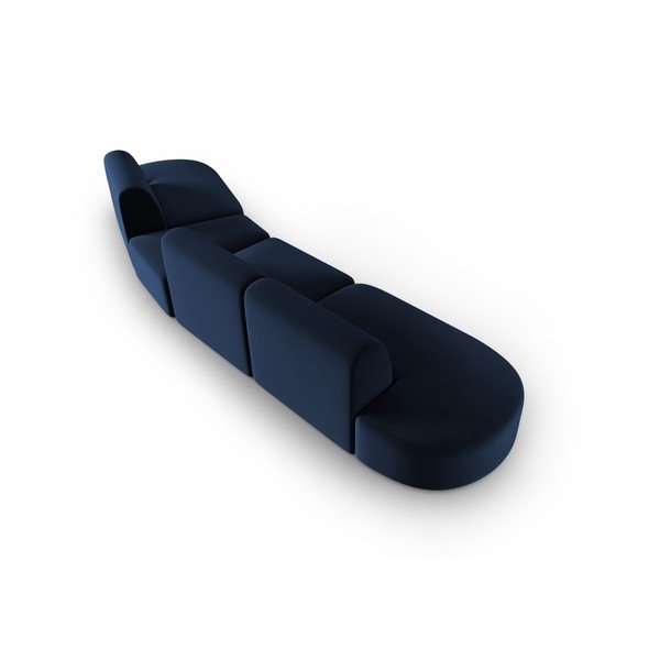 Modra žametna sedežna garnitura desni kot 428 cm Paolo – Milo Casa-image-3